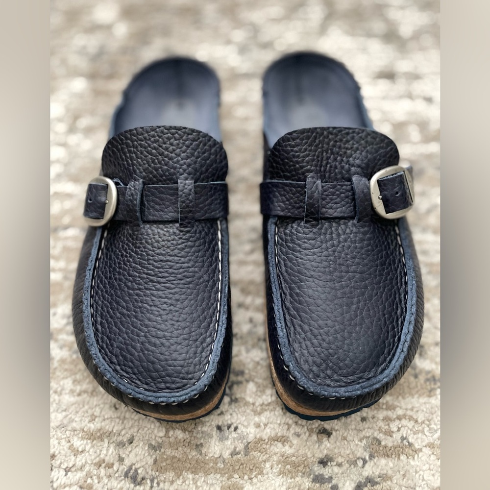 Birkenstock Buckley 39 Navy Blue Leather Clog Size 8 Womens - Picture 13 of 13